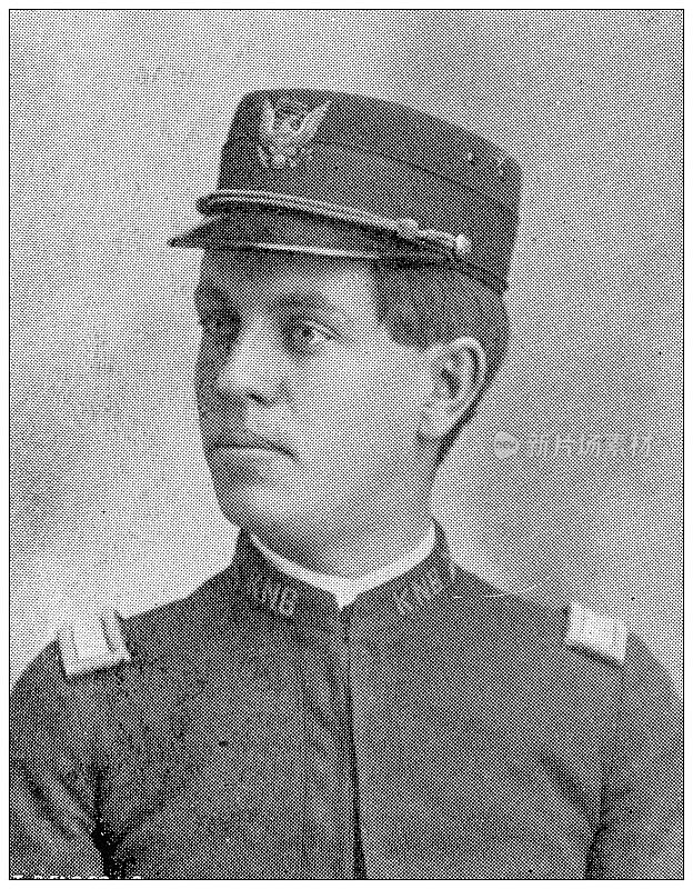 1898年，堪萨斯州劳伦斯的一张古董照片:国民警卫队中尉A C阿尔福德